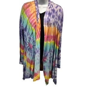 1XL/2XL Sacred Threads Multicolor Tie-Dye Cardigan. BL/RD6
